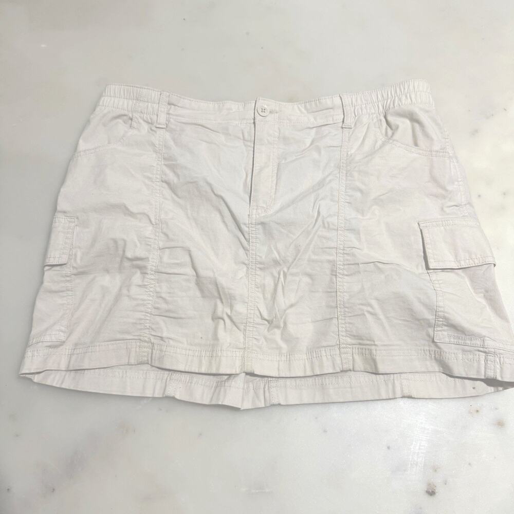 Hollister Women's XL Beige High-Rise Cargo Skirt Canvas Cotton Blend Pockets Y2K
